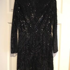 Gianni Bini Black Sequin Long Sleeve Dress